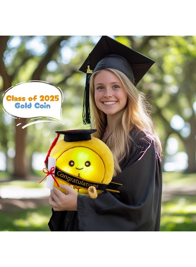 WEWILL Light Up Graduation Gold Coin Stuffed Animal - 10 Inch Plush Toy with Cap, Diploma & Sash, Class of 2025 Graduation Gift, Inspirational Glowing Coin Plush for Preschool or High School Grads - Image 5