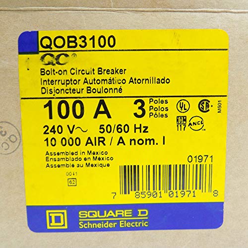 Square D QOB3100 SQUARE D Circuit Breaker (QOB) Standard, 100A, 3-Pole, 240 Vac, 3-Phase, Bolt-On - Image 2