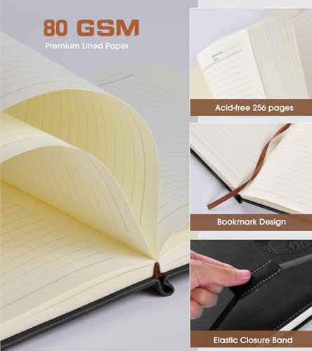 Biuwory Lined Journal Notebook for Women Men,256 Pages A4 Large Hardcover Leather Journals for Writing,Travel,Business,Work,School,College Ruled Notebooks for Note Taking, Diary Notepad 8.6"×11" - Image 4
