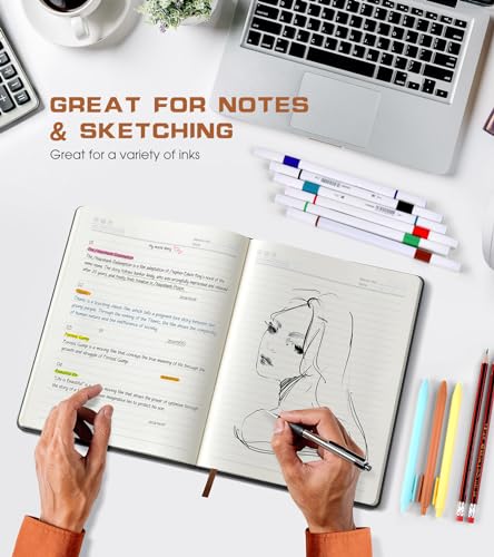 Biuwory Lined Journal Notebook for Women Men,256 Pages A4 Large Hardcover Leather Journals for Writing,Travel,Business,Work,School,College Ruled Notebooks for Note Taking, Diary Notepad 8.6"×11" - Image 5