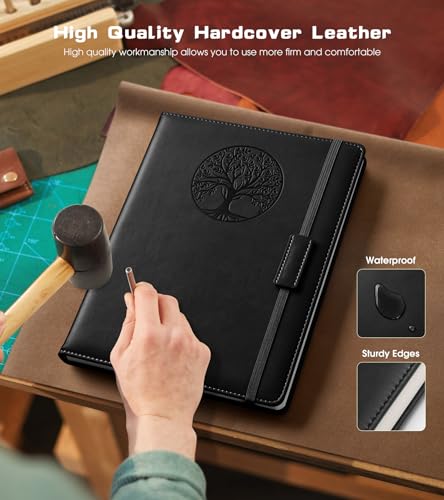 Biuwory Lined Journal Notebook for Women Men,256 Pages A4 Large Hardcover Leather Journals for Writing,Travel,Business,Work,School,College Ruled Notebooks for Note Taking, Diary Notepad 8.6"×11" - Image 3