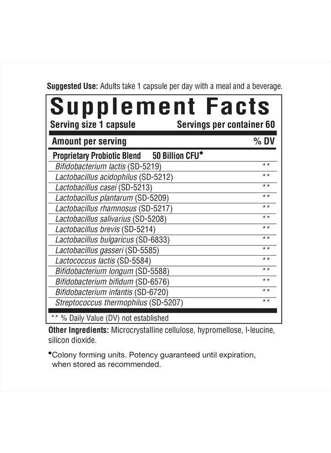 Innate Response Formulas , Flora 50-14 Clinical Strength, Probiotic Supplement with 50 Billion CFU, 14 Probiotic Strains, Vegan, Non-GMO Project Verified, 60 Capsules  - Image 2