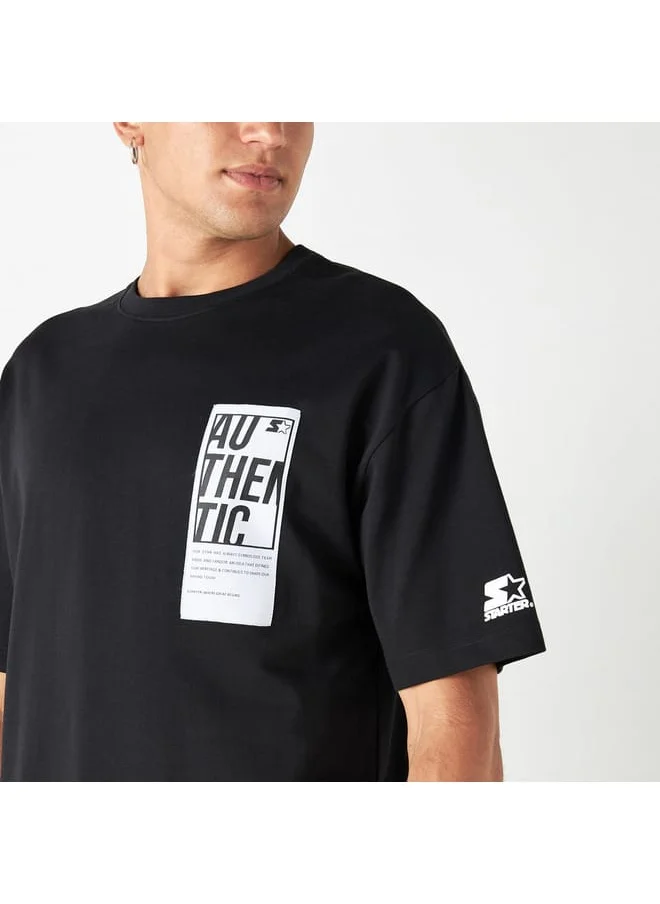 STARTER Starter Placement Print T-shirt with Crew Neck and Short Sleeves