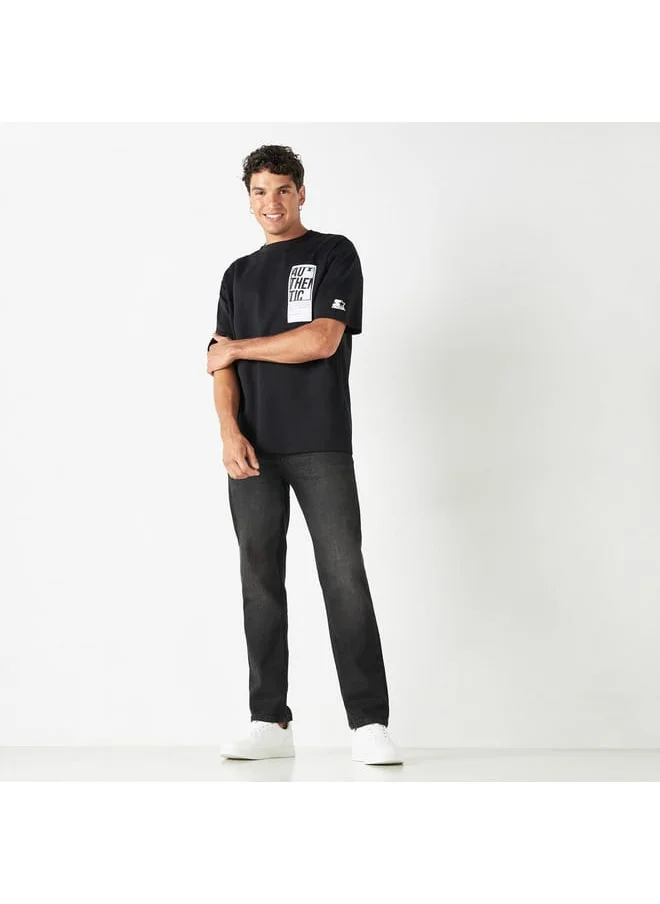 STARTER Starter Placement Print T-shirt with Crew Neck and Short Sleeves