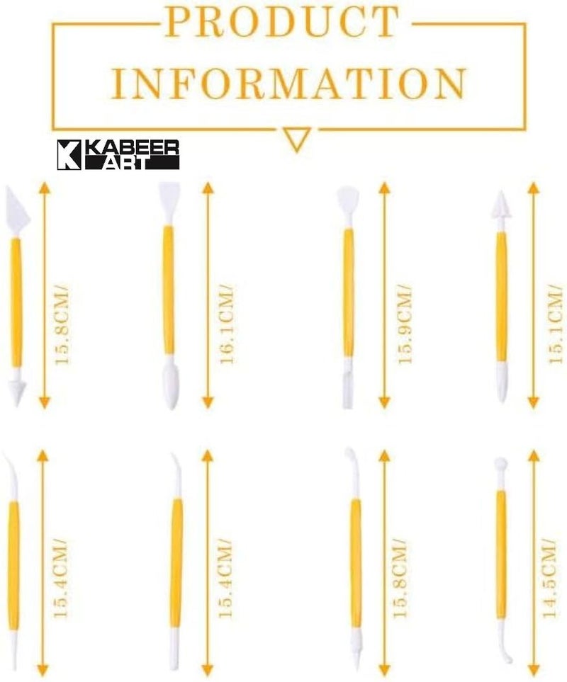 Kabeer Art Air Hardening White Modeling Clay (500g) with 8-Piece Double Ended Sculpting Tools - Ideal for Clay Craft, Pottery, Carving & DIY Art Projects, Clay for Kids & Artists - Image 2