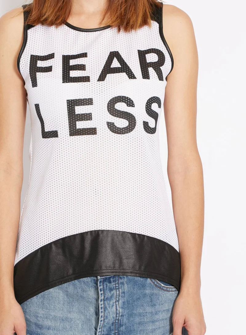 Ginger Slogan Fishnet Vest