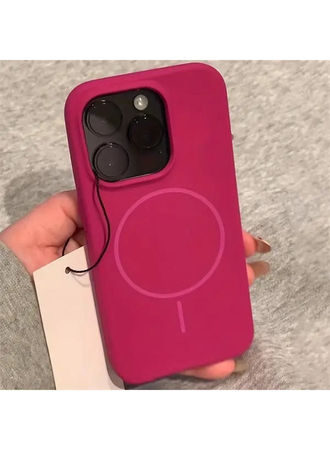 Light Yellow Magnetic Silicone Case For iPhone 16 Pro Max Wireless Charging Shockproof Cover - Image 3