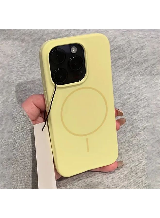 Light Yellow Magnetic Silicone Case For iPhone 16 Pro Max Wireless Charging Shockproof Cover - Image 5