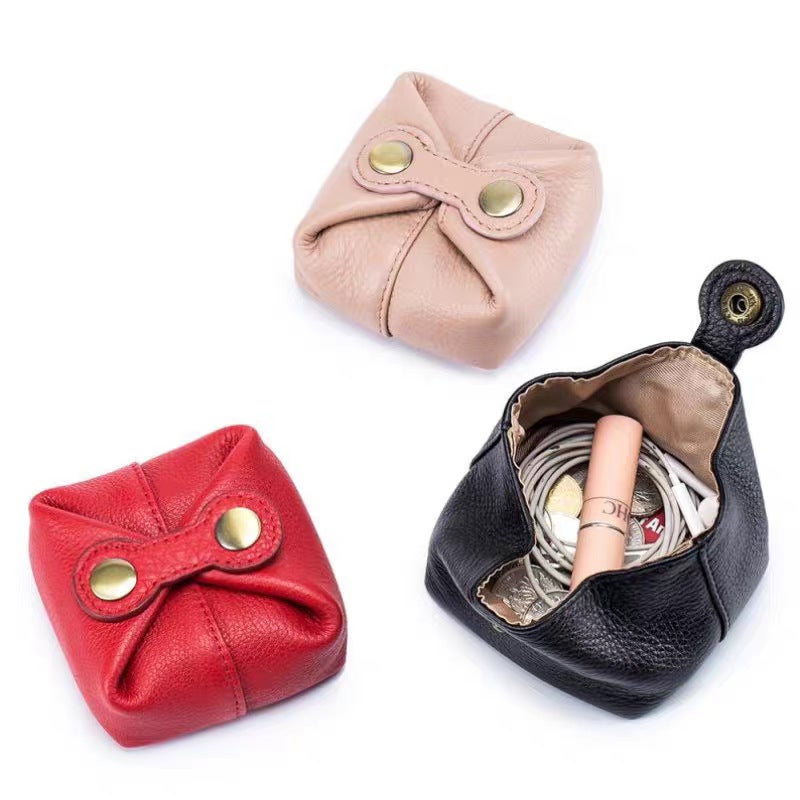 Cute Japanese and Korean Style Coin Purse Soft Cowhide Mini Headset Key Women''s Coin Lipstick Storage Bag Small Bean Bag - Image 1