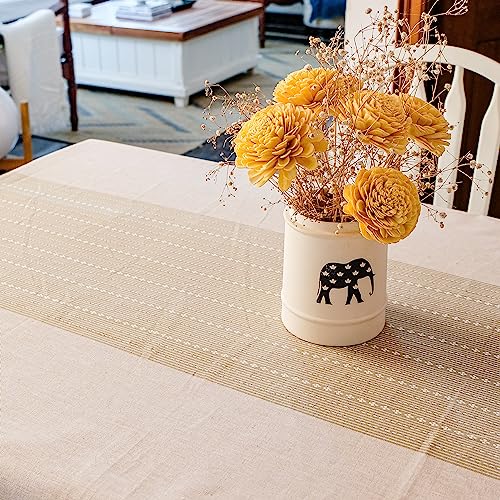 THE YARD HOUSE Wipeable & Anti-Slip Woven Table Cover - Desert Sand (Rectangle 6 Seater, 150cm X 225cm)| Protects Against Spills, Scratches & Damages | Family Dining, Party, Gifting - Image 3