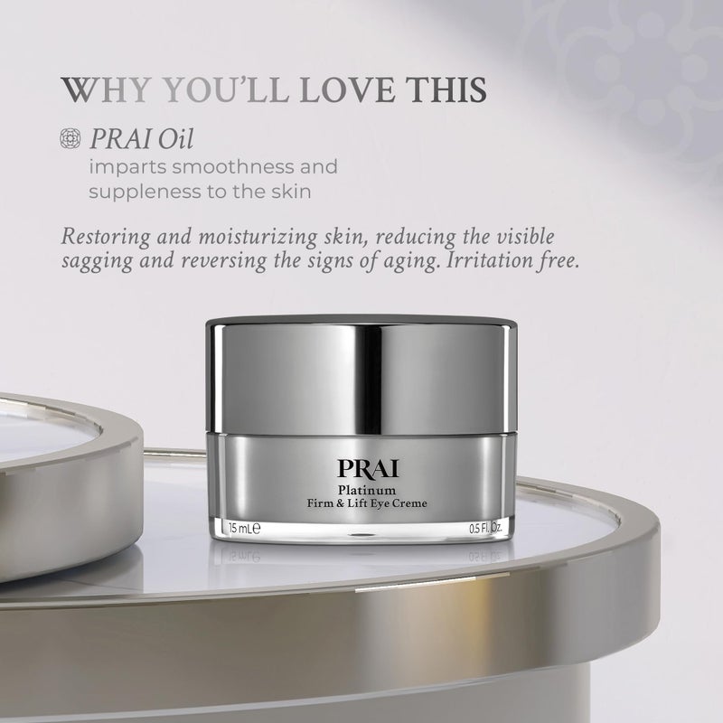 PRAI Beauty Platinum Firm and Lift Eye Creme - Tightening and Firming Eye Cream - Anti-Aging Under Eye Cream - Irritation Free - 0.5 Oz - Image 3