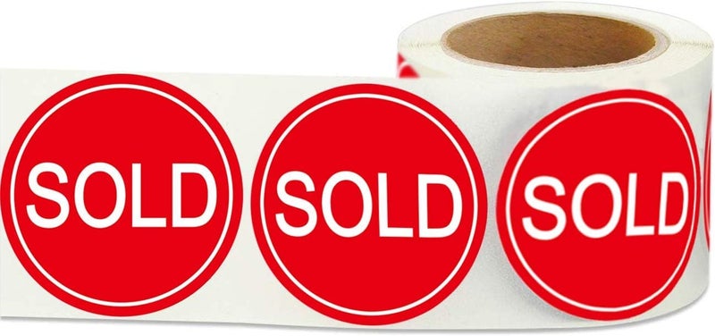 Well Tile Red Small Sold Stickers Dot 1" Round Sold Point of Sale Price Pricing Inventory Control Labels for Retail Store Yard Sale 500/Roll - Image 1