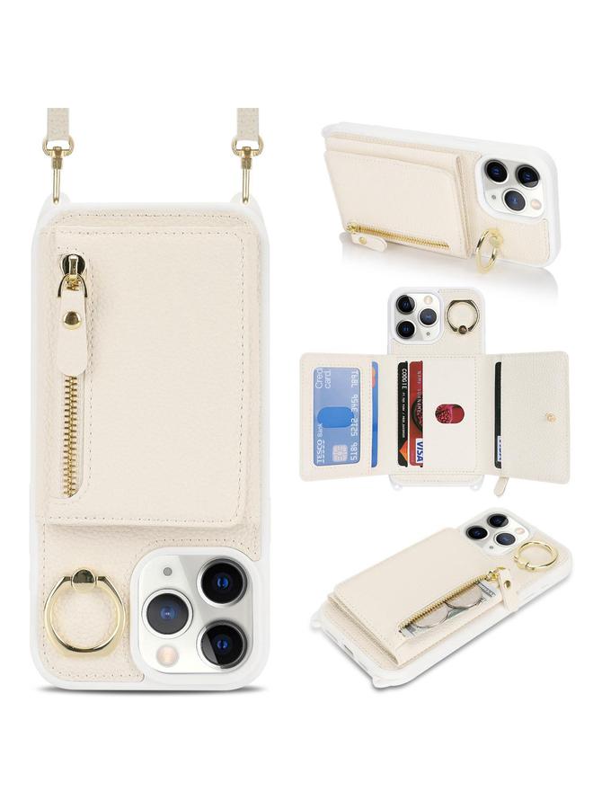 Zaboon Case For iPhone 11 Pro Max Crossbody Zipper Wallet Ring Holder Litchi Leather Phone Case - Image 1