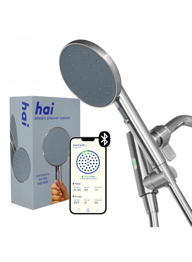HAI hai Smart Shower Head, Bluetooth Handheld Water Saving Showerhead with Adjustable High Pressure to Spa-Like Mist, Stainless Steel, Easy Installation, Customizable LED Lights, Charcoal, 1.8 GPM - Image 1