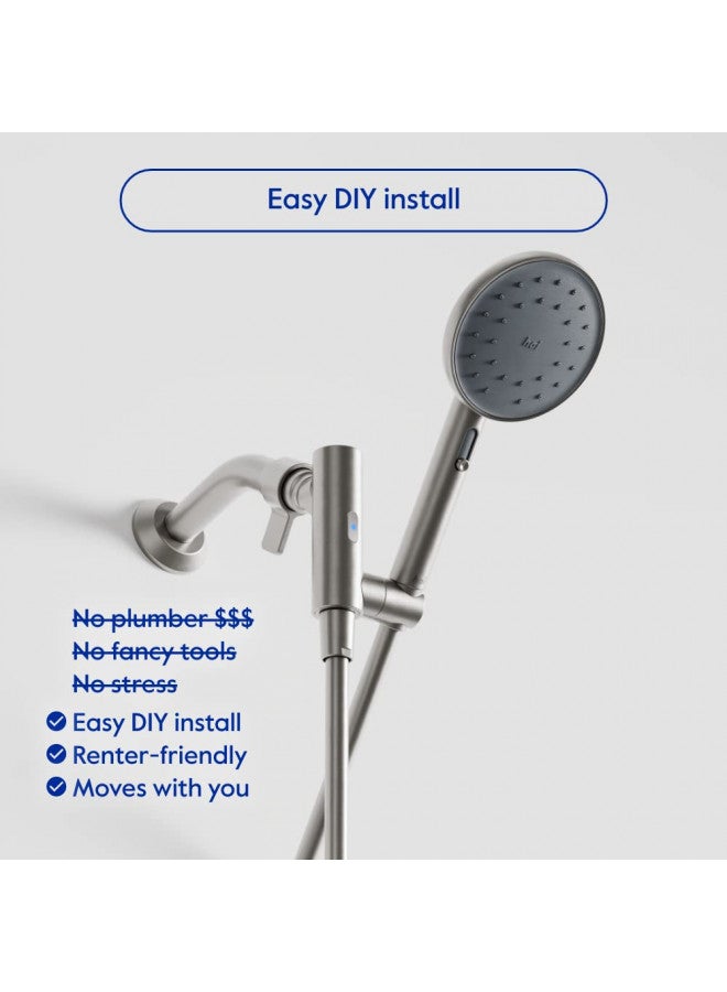 HAI hai Smart Shower Head, Bluetooth Handheld Water Saving Showerhead with Adjustable High Pressure to Spa-Like Mist, Stainless Steel, Easy Installation, Customizable LED Lights, Charcoal, 1.8 GPM - Image 5