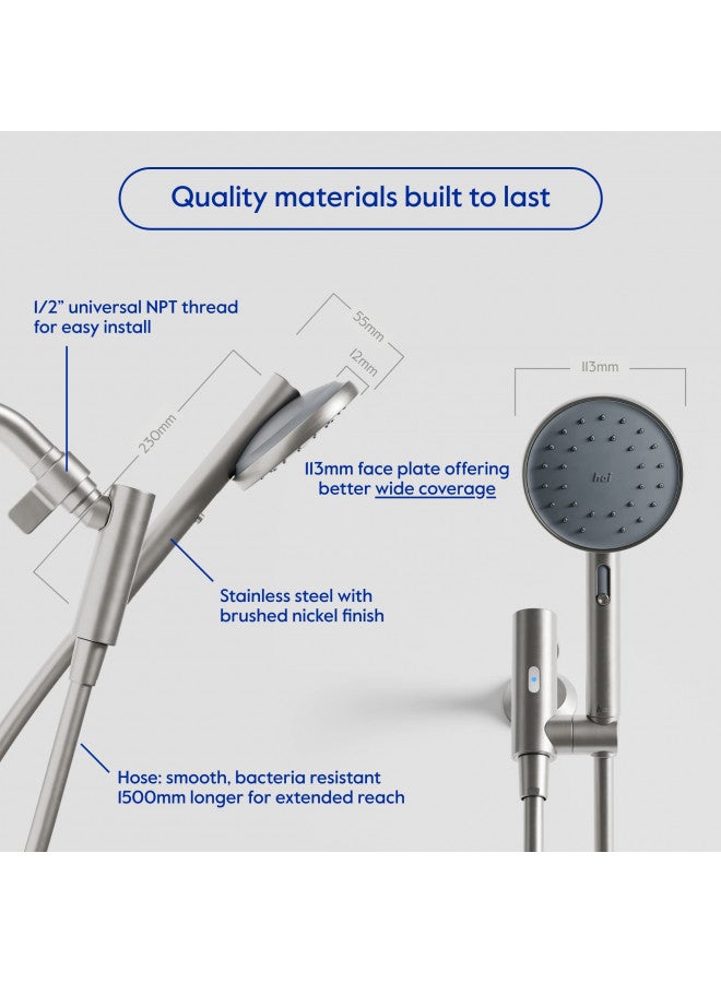 HAI hai Smart Shower Head, Bluetooth Handheld Water Saving Showerhead with Adjustable High Pressure to Spa-Like Mist, Stainless Steel, Easy Installation, Customizable LED Lights, Charcoal, 1.8 GPM - Image 4