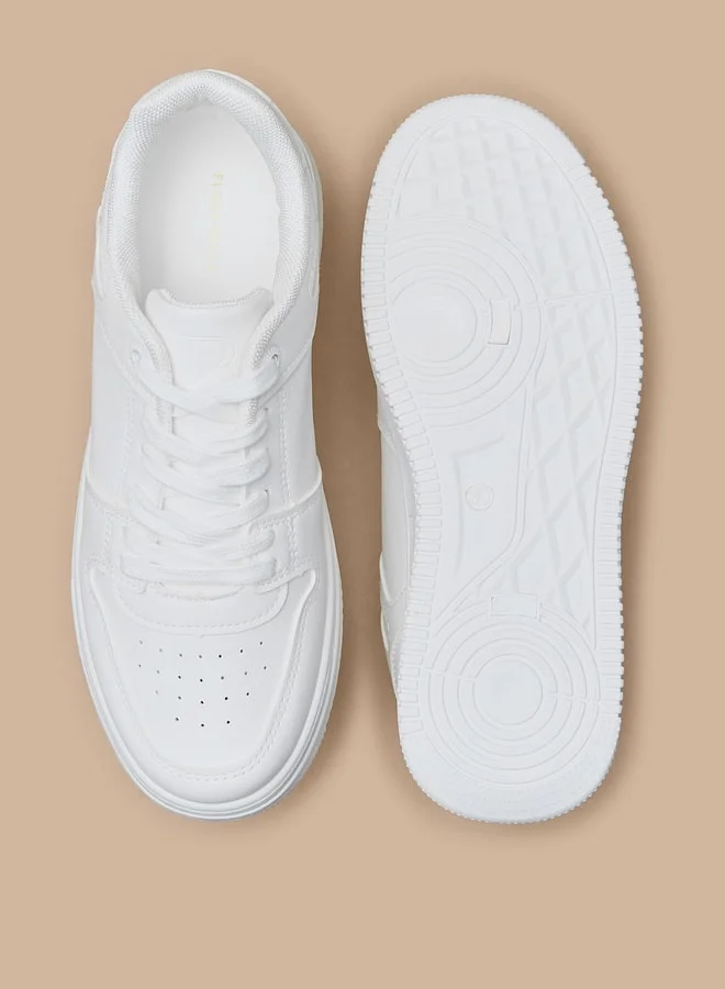Flora Bella By Shoexpress Solid Low Ankle Sneakers with Lace-Up Closure