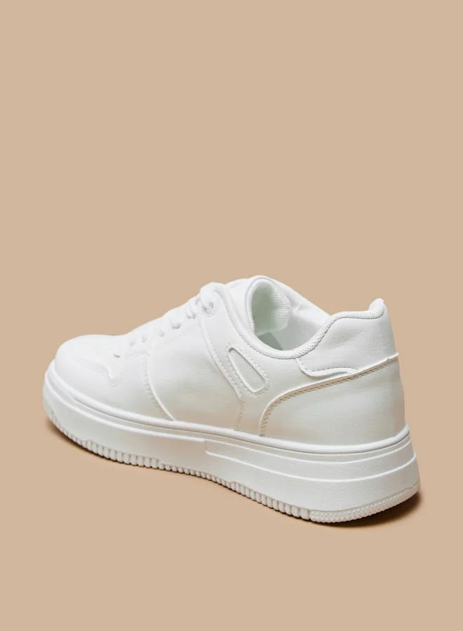 Flora Bella By Shoexpress Solid Low Ankle Sneakers with Lace-Up Closure