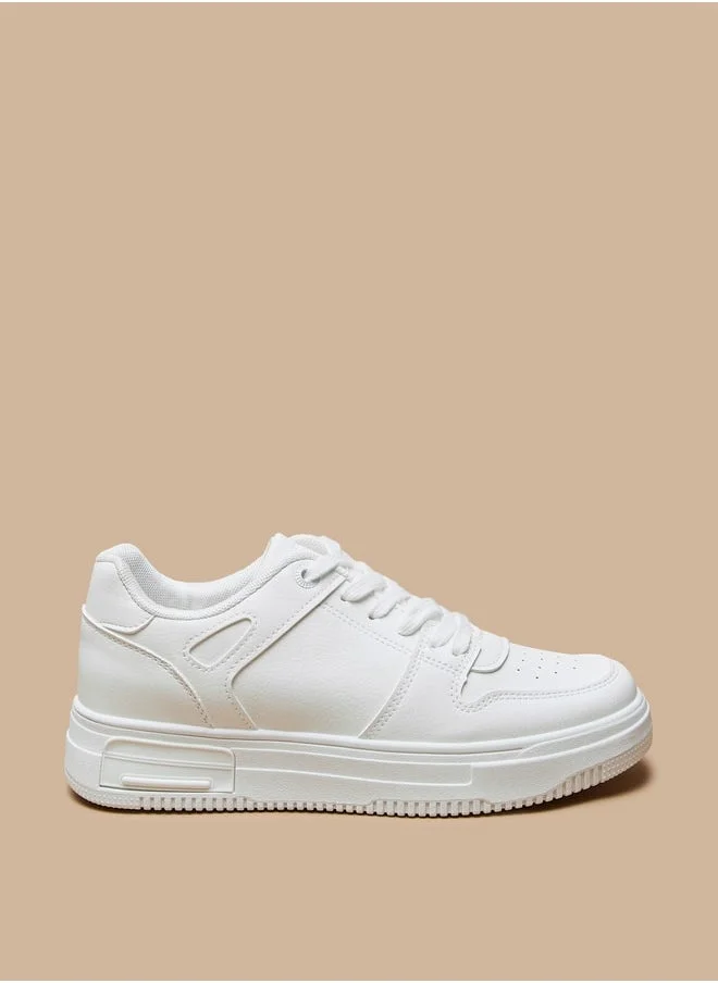 Flora Bella By Shoexpress Solid Low Ankle Sneakers with Lace-Up Closure