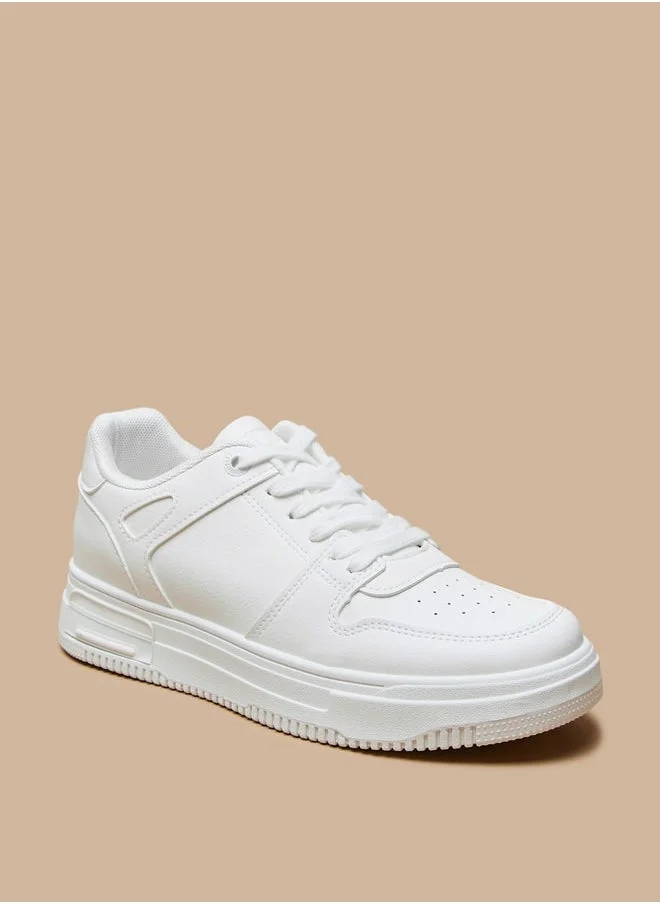 Flora Bella By Shoexpress Solid Low Ankle Sneakers with Lace-Up Closure
