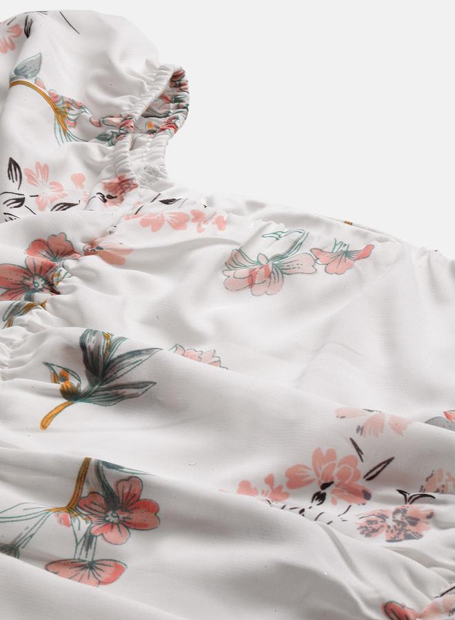 Kassually Floral Print Ruched Detail Off Shoulder Mini Dress - Image 5