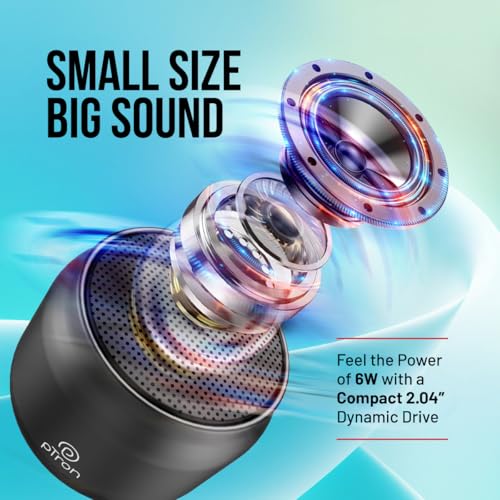 pTron Newly Launched Fusion Hook v2 6W Bluetooth Speaker with 8 Hrs Playtime, 2.04" Neo Driver for Pristine Sound, Mini Size Portable Speaker, BTv5.1 Connectivity, TWS Feature & Type C Charging(Black) - Image 2