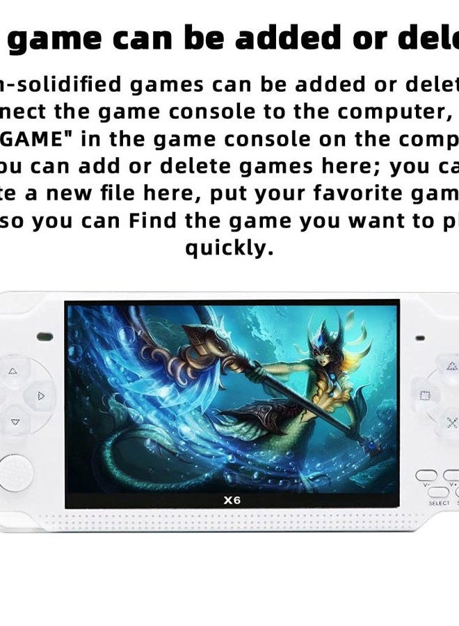 JXD Handheld Game Console 4.3 inch 8GB Built in 2000 Games for Multiple Simulators X6 Retro Video Game Console Mp3/4/Ebook TV Out Mini Hand Portable Game Player Device Holiday (White) - Image 5