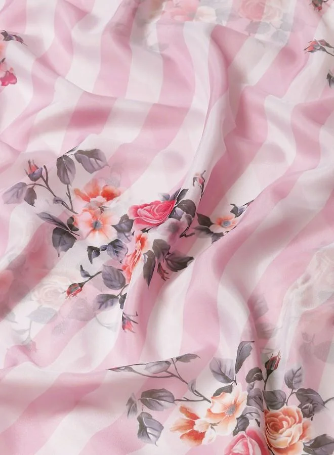 ISHIN  Poly silk Women Pink Poly silk Saree with Printed pattern and features a neckline and secured with closure and styled in ideal for Festive moments — perfect for fashion-forward occasions. for Women | Best Price UAE