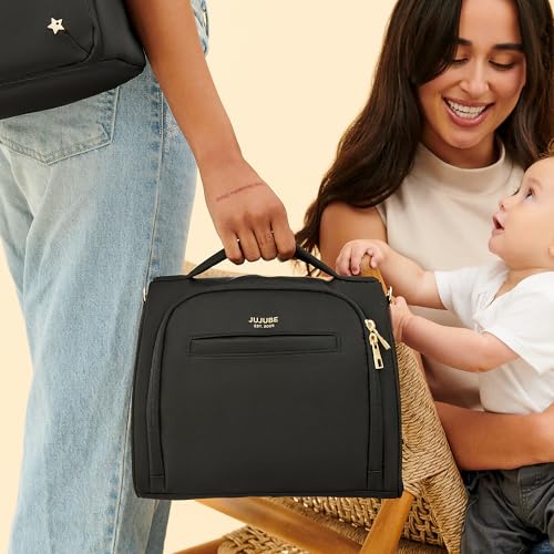 JuJuBe New Insulated Bottle Bag, Breastmilk Storage Bag for Baby Bottles, Travel Insulated Waterproof Lunch Bag or Cooler Bag for Nursing, Milk, Food, Baby Formula, Snacks, Black, Mothers Day Gift - Image 4