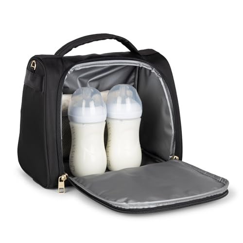 JuJuBe New Insulated Bottle Bag, Breastmilk Storage Bag for Baby Bottles, Travel Insulated Waterproof Lunch Bag or Cooler Bag for Nursing, Milk, Food, Baby Formula, Snacks, Black, Mothers Day Gift - Image 2