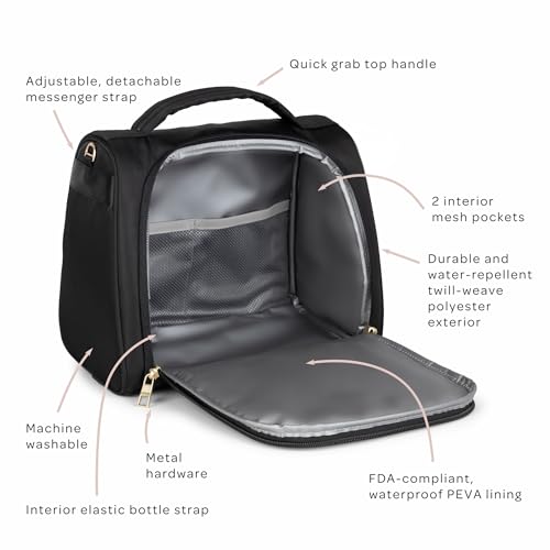 JuJuBe New Insulated Bottle Bag, Breastmilk Storage Bag for Baby Bottles, Travel Insulated Waterproof Lunch Bag or Cooler Bag for Nursing, Milk, Food, Baby Formula, Snacks, Black, Mothers Day Gift - Image 3