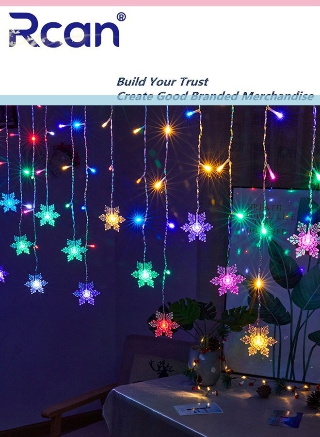 ركان سلسلة أضواء ندفة الثلج LED بطول 4 أمتار مع ذاكرة ونافذة وأضواء ندفة الثلج تعمل بالبطارية مع جهاز تحكم عن بعد وإضاءة مقاومة للماء وديكورات داخلية وخارجية بـ 8 أوضاع لغرفة النوم والحفلات والفناء والحديقة - Image 1