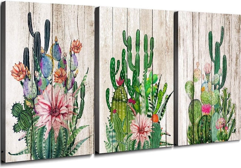 YOOOAHU Cactus Themed Canvas Wall Art Set - Image 1