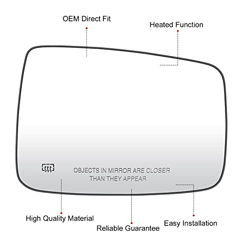 ISEYEC Passenger Right Side View Heated Mirror Glass for for Dodge Ram 1500 20092017 for Ram 2500 20102018 Replace 68079362AA 68050298AA Exterior Mirror Replacement Glass - Image 5