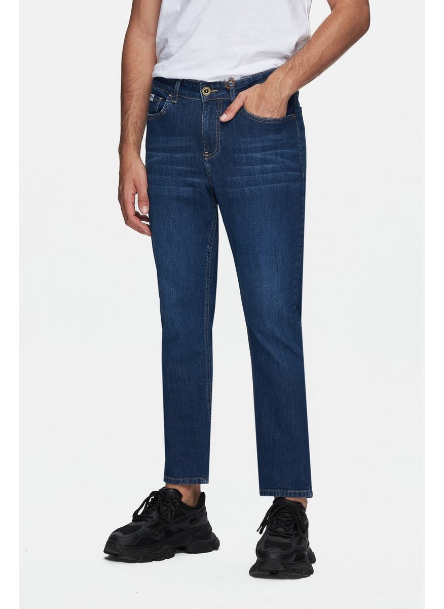 UCLA Fausto Blue Denim Embroidered Standard Fit Men's Trousers  - Image 2