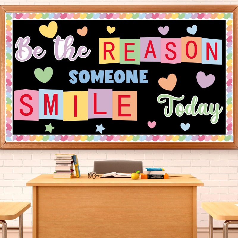 Lonfliness Valentine's Day Classroom Bulletin Board Conversation Heart Classroom Decoration Candy Heart Paper Cutouts Be The Reason Someone Smile Today Bulletin Board for Back to School Home Wall Decor - Image 1