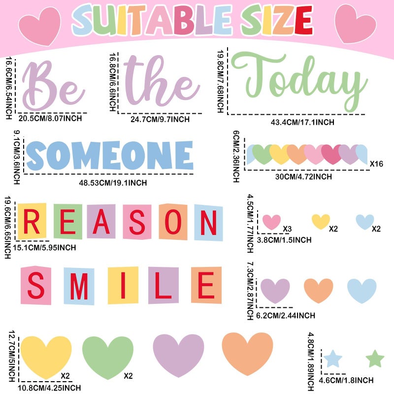 Lonfliness Valentine's Day Classroom Bulletin Board Conversation Heart Classroom Decoration Candy Heart Paper Cutouts Be The Reason Someone Smile Today Bulletin Board for Back to School Home Wall Decor - Image 2