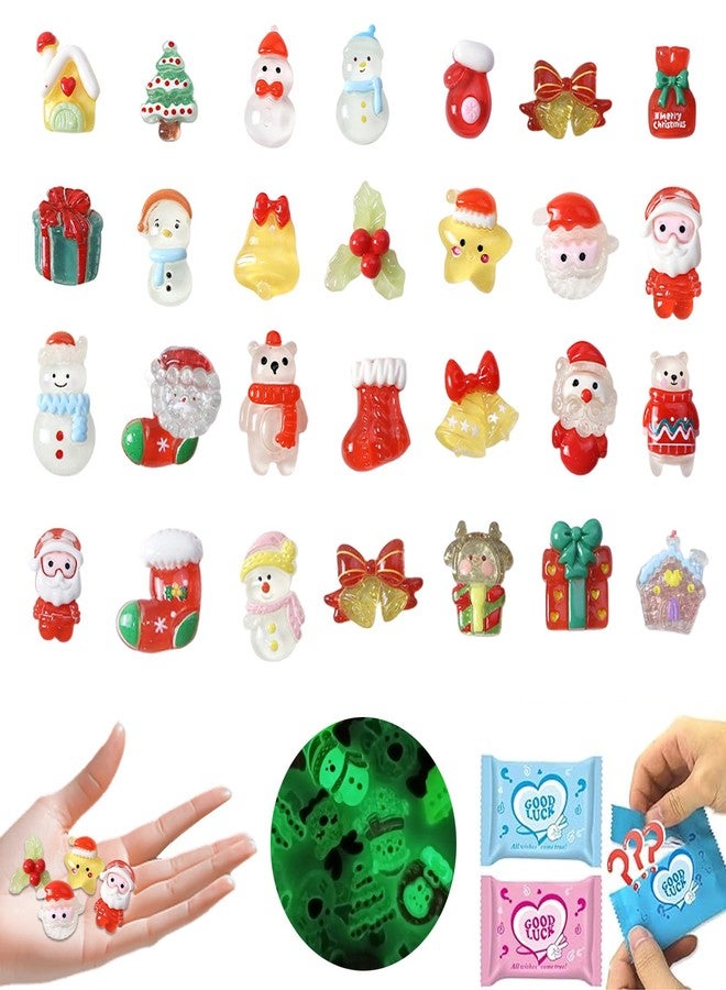 CIYOJA 50PCS Glow in The Dark Mini Christmas Figurines Blind Bags, Mystery Bag Resin Figures, Tiny Charms for Crafts, Dollhouse Christmas Decorations, Stocking Stuffers & Holiday Party Favors - Image 1