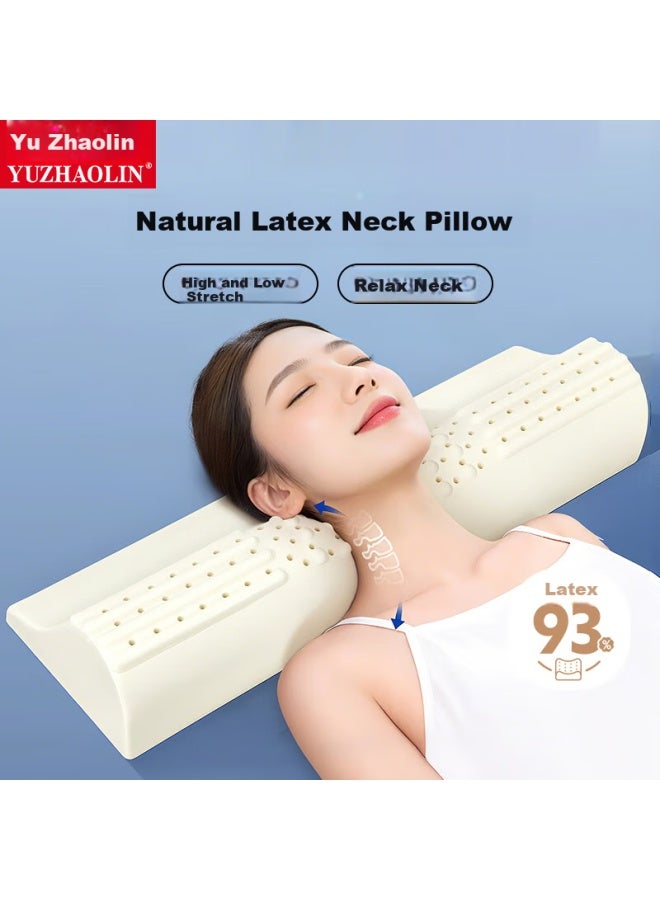 Yuzhaolin 93% Natural Latex Pillow For Cervical Spine Stiffness, Traction And Relaxation, Adjustable Height Stretching, Neck And Spine Support, Comes With Pillowcase - Image 1