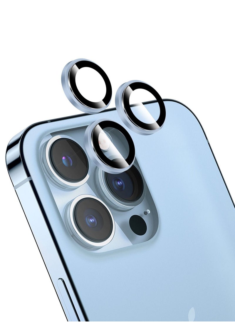 Moxedo Moxedo Camera Lens Protector, 9H Tempered Glass, Aluminum Alloy Individual Ring Camera Cover Screen Protector Compatible for iPhone 13 Pro 6.1 inch/ 13 Pro Max 6.7 inch - SIERRA BLUE  - Image 1