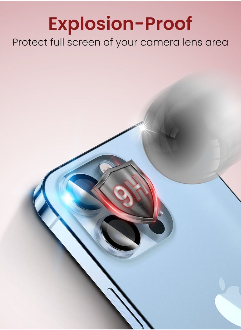 Moxedo Moxedo Camera Lens Protector, 9H Tempered Glass, Aluminum Alloy Individual Ring Camera Cover Screen Protector Compatible for iPhone 13 Pro 6.1 inch/ 13 Pro Max 6.7 inch - SIERRA BLUE  - Image 4