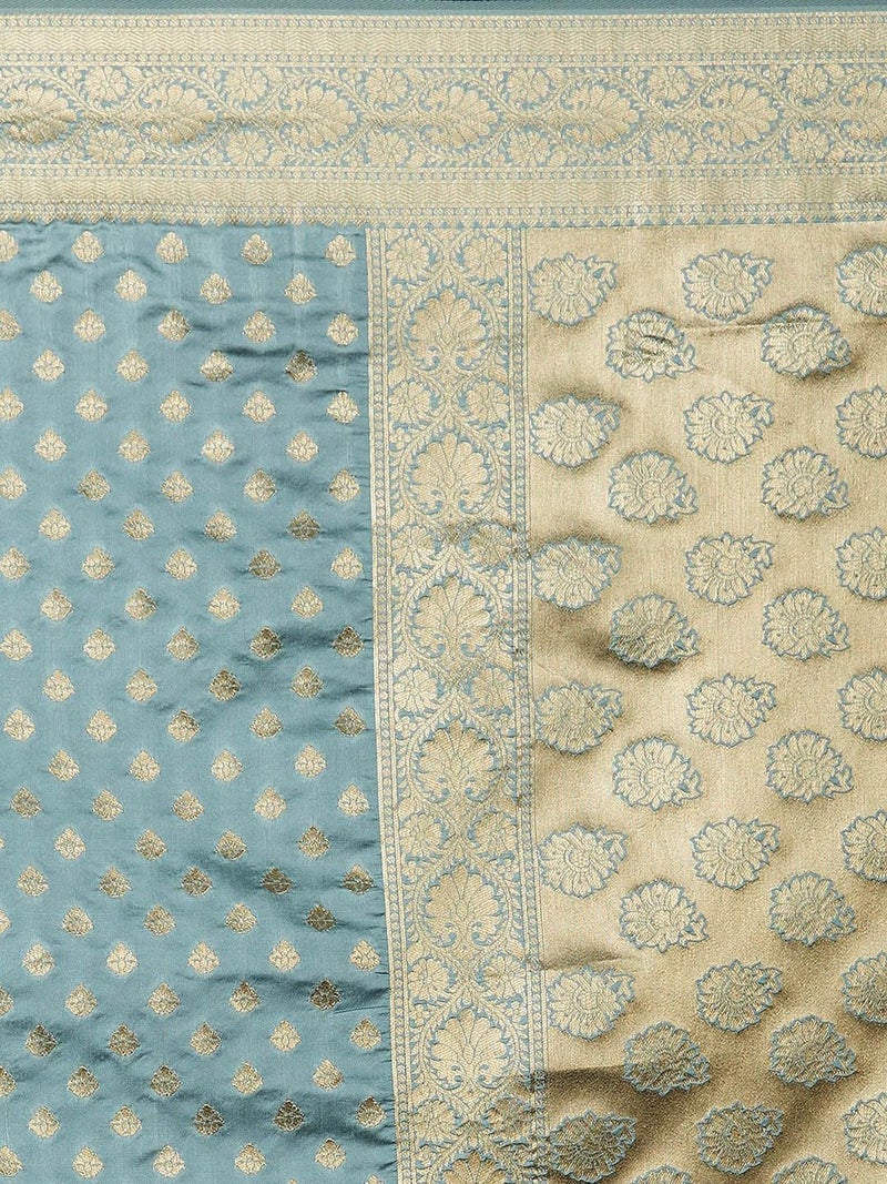 NoseQueen women fashion Multi-Colored Traditional banarasi silk saree | Cotton saree for farewell with UnStitched Blouse Piece (Turquoise) - Image 5