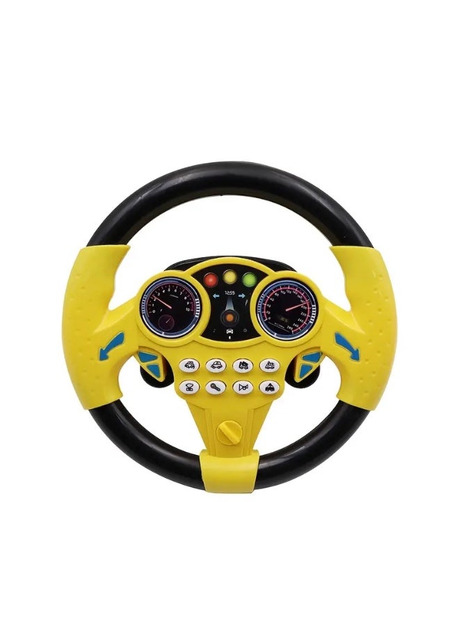 Kids Toy Steering Wheel, Yellow and Black, with Control Panel and Speed Indicators, Interactive Steering Wheel for Play - Image 3