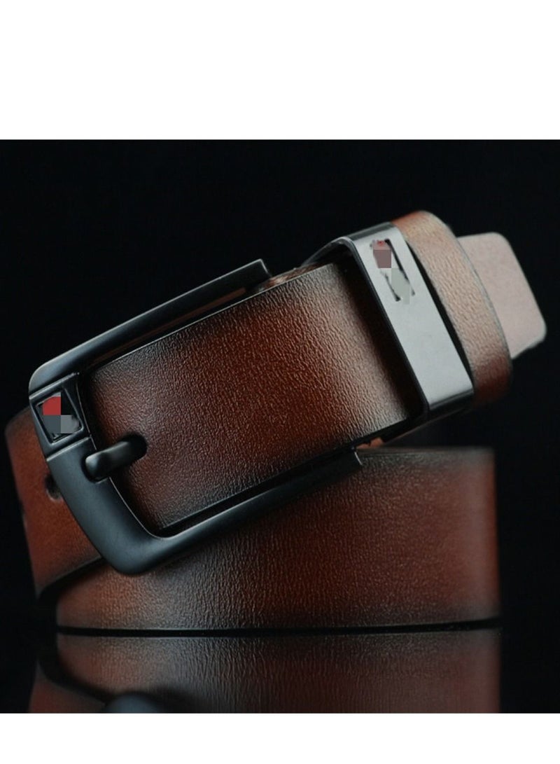 Leather Dress Belts for Men, Men's Casual Jeans Belts, Classic Work Business Dress Belt Brown
