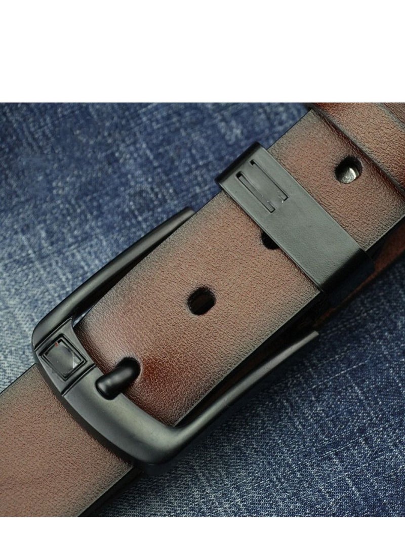 Leather Dress Belts for Men, Men's Casual Jeans Belts, Classic Work Business Dress Belt Brown