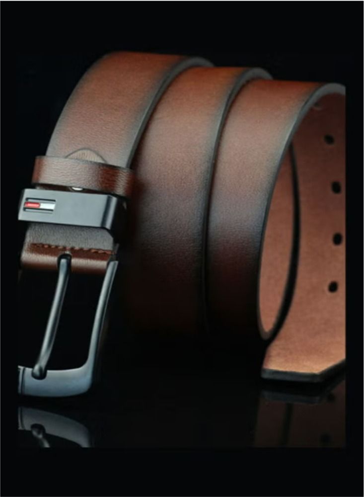 Leather Dress Belts for Men, Men's Casual Jeans Belts, Classic Work Business Dress Belt Brown