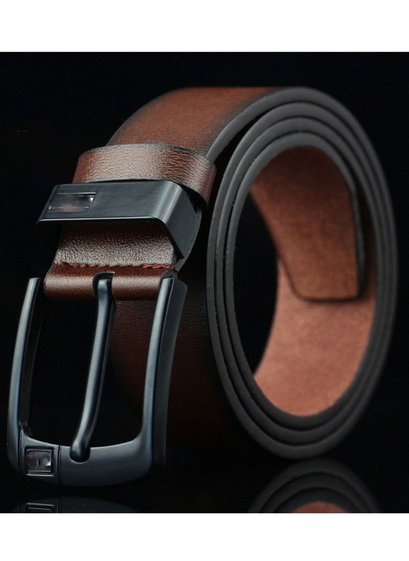 Generic Leather Dress Belts for Men, Men's Casual Jeans Belts, Classic Work Business Dress Belt Brown  - Image 5