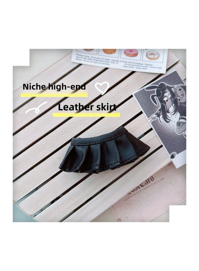 Spot Cotton Doll Clothes 10cm15cm20cm Black Cool Baby Clothes Black And Frost White Sweater Pullover-Specifications:10cm-Color:Leather Skirt  - Image 1