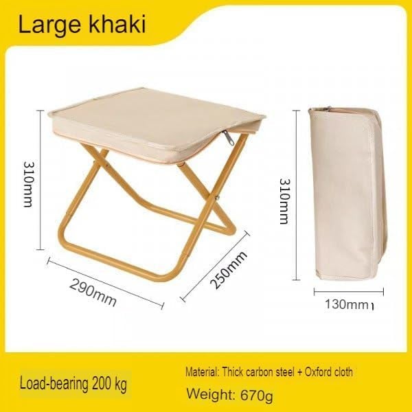 MIXEN Mini Portable Folding Stool Mini Camp StoolCompact Foldable Step Stool for Camping Outdoor Folding Chair for Camping FishingTravelHikingGardenBeach Khaki - Image 3