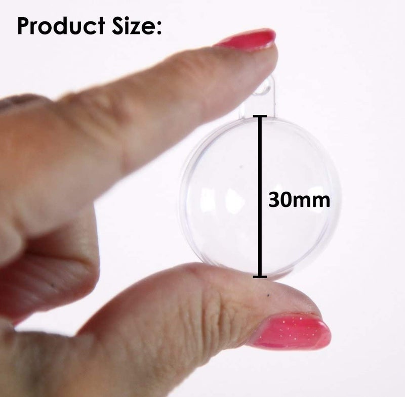 Patty Both Patty Both 30mm Clear Plastic Acrylic Fillable Ball Ornament - Pkg of 24 - Image 3
